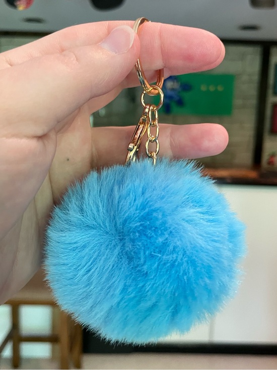 Accessories - Faux Fur Pom-Pom Keychain Purse Bag Backpack Charm Keyring - Blue